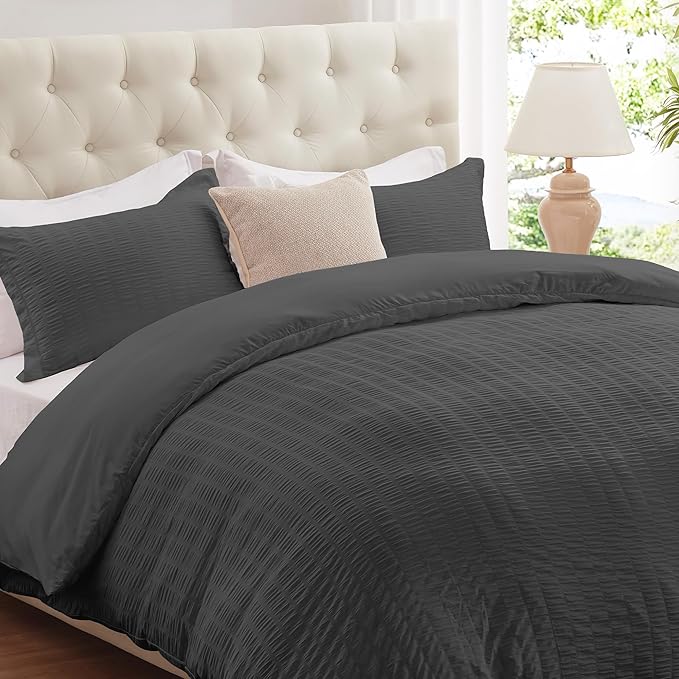 Cozyide Dark Grey Duvet Cover Queen Size, 3 Pieces Bedding Duvet Covers by cozyide