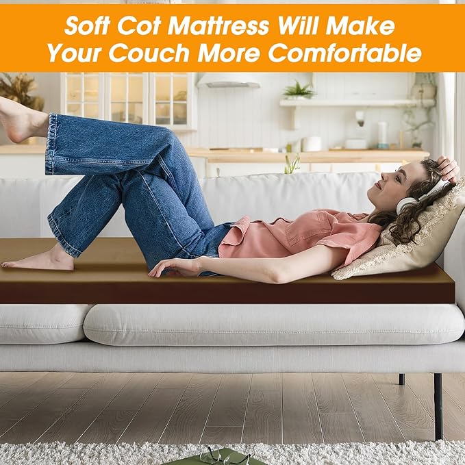 CYMULA Camping Cot Mattress 2in Memory Foam Sleeping Pad, Soft Warm Non-Slip - Image 9