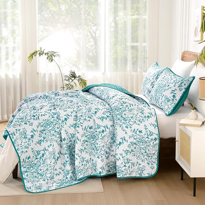 WONGS BEDDING Quilt Queen Size, Teal Quilt Bedding Set - Image 3