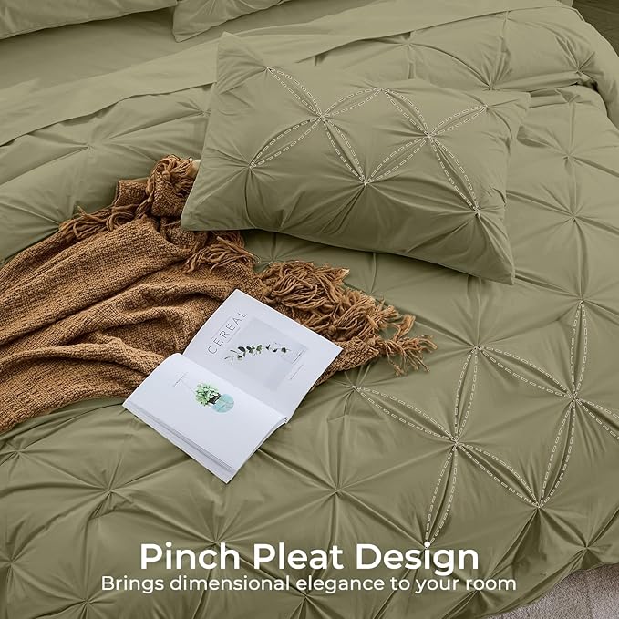 Sasttie California King Comforter Set, 7-Piece Bed in a Bag, Pintuck Bedding - Image 4