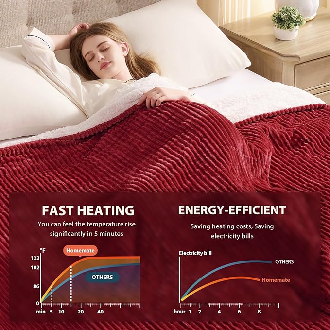 Homemate Electric Heated Blanket Queen Size - Image 4
