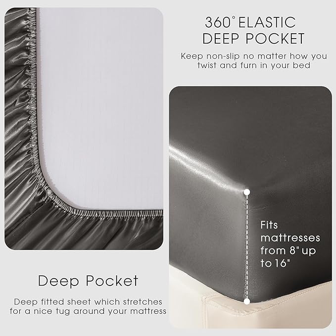 FreshCulture Satin Sheets Twin Size Bed Set - Image 4