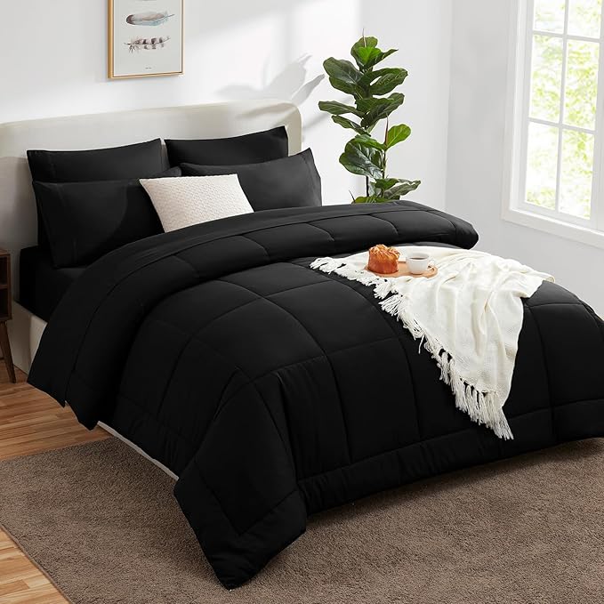 CozyLux Twin XL Comforter Set Black, 5 Pieces Twin Extra Long Bed in a Bag - Image 7