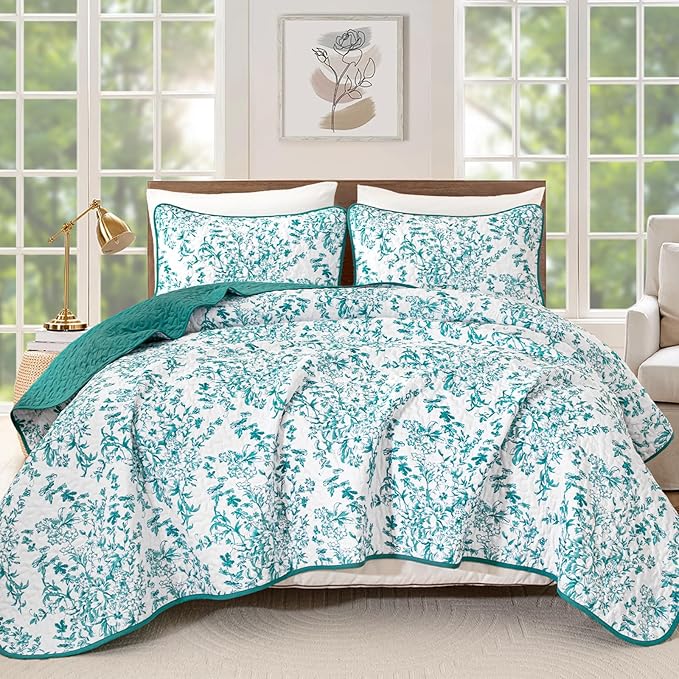 WONGS BEDDING Quilt Queen Size, Teal Quilt Bedding Set - Image 9