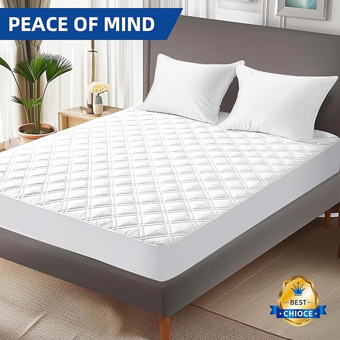 MEELUS Padded Full Mattress Protector, Breathable Waterproof Mattress Pad Cover - Image 9