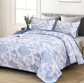 WONGS BEDDING Blue Quilt Set Twin Size, 2 Pieces Botanical Bedspreads Set by WONGSBEDDING