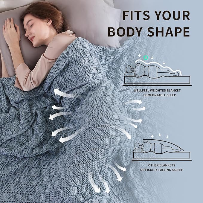Knitted Weighted Blanket for Adult, No Beads Heavy Blanket 50” x 60'' 7lbs - Image 3