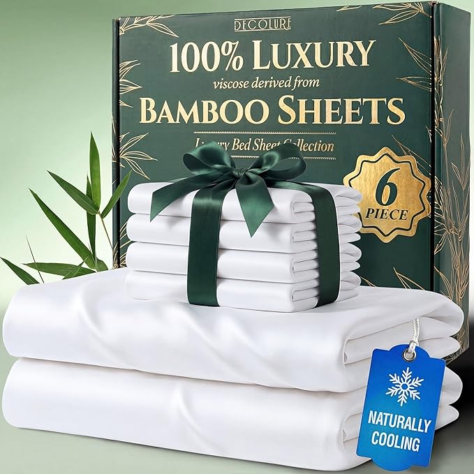 DECOLURE 100% Viscose Derived from Bamboo Sheets California King Size by DECOLURE