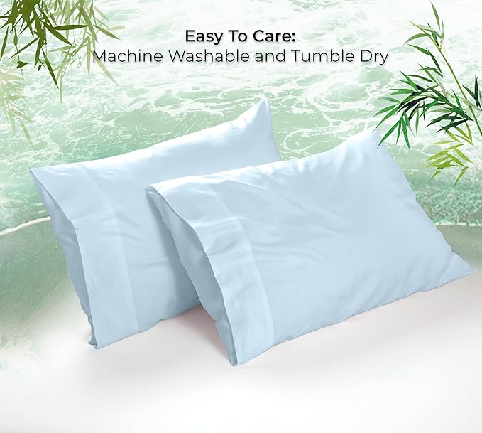 Royale Linens Cooling Pillow Cases King Size Set of 2-100% Rayon Derived from - Image 9
