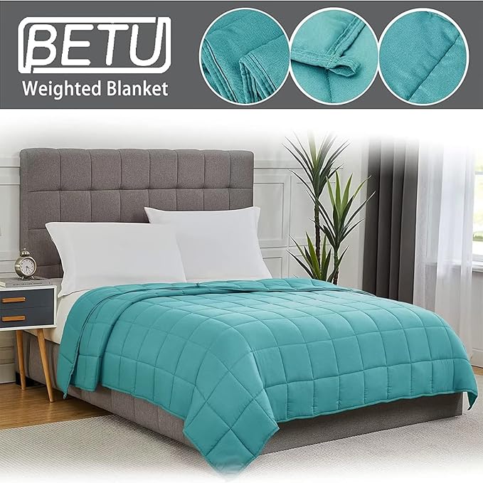 Teal Weighted Blanket for Adults 15lbs, Queen Size Cooling Heavy Throw Blanket - Image 5