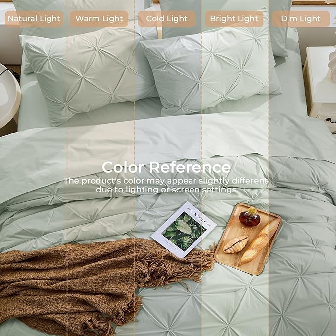 Sasttie Queen Comforter Set, 7-Piece Bed in a Bag, Pintuck Bedding Set - Image 8
