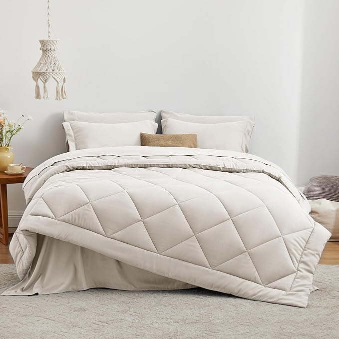 Love's cabin Twin XL Comforter Set Off White, 5 Pieces Twin XL Bed in a Bag - Image 2