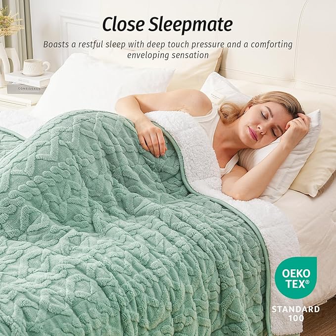 Wemore Weighted Blanket for Adults Twin Size 20 lbs, Dual Sided Soft Fuzzy - Image 3
