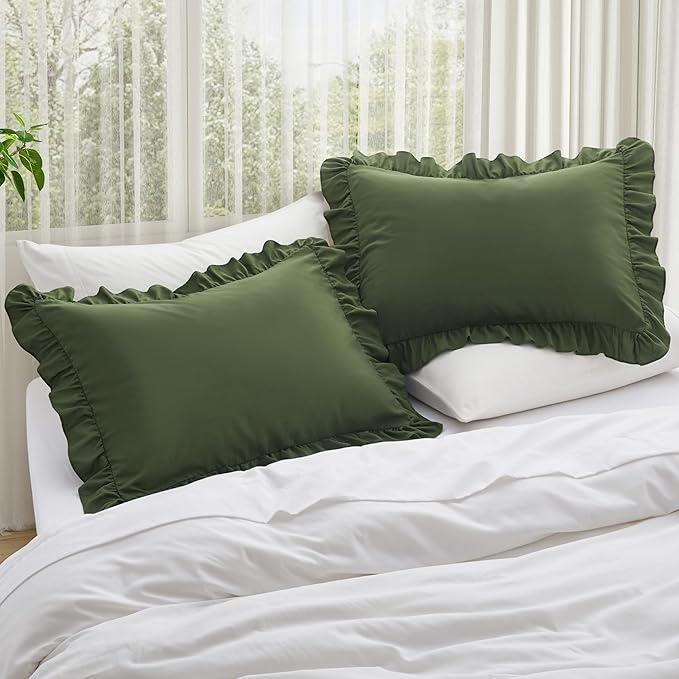 KKJIAF Ruffle Pillow Cases King Size Set of 2, Ruffled Pillow Covers - Image 2