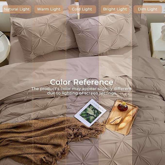 Sasttie California King Comforter Set, 7-Piece Bed in a Bag, Pintuck Bedding - Image 8