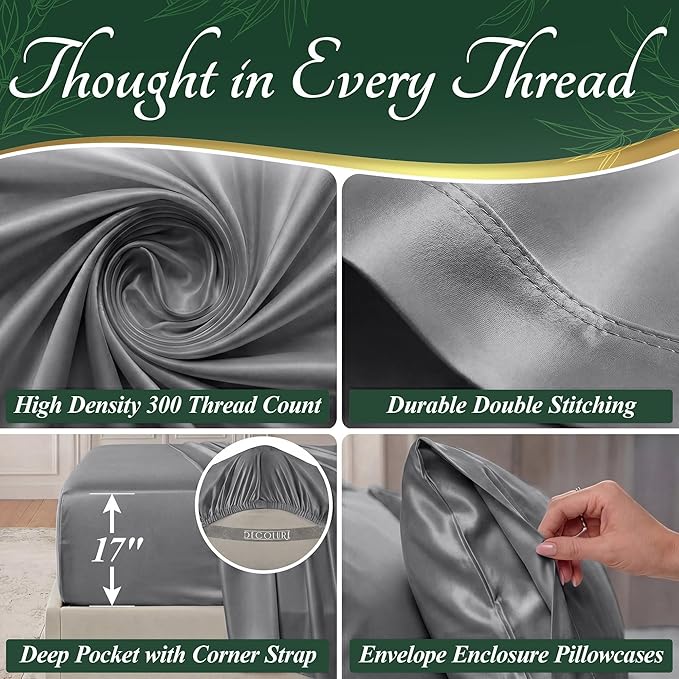 DECOLURE 100% Viscose Derived from Bamboo Sheets Full Size - Image 4