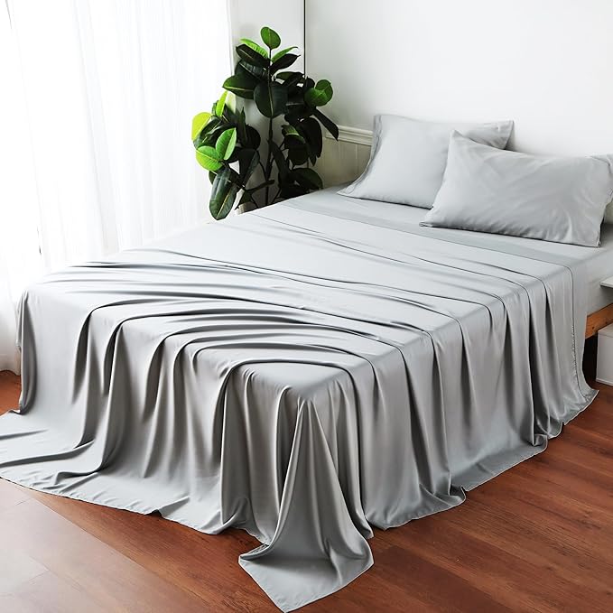 Bamboo Viscose Flat Sheets Only, 400 Thread Count Sateen Weave Cal King Size - Image 7