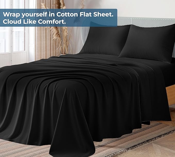 Royale Linens 100% Organic Cotton Queen Flat Sheet Only - Image 2
