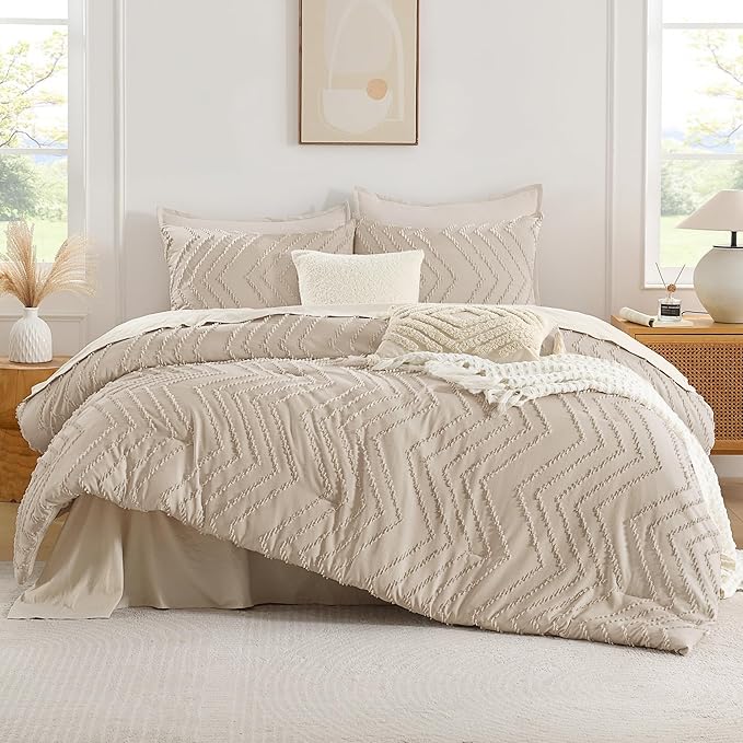 Andency Khaki Oversized Queen Comforter Set, Boho Soft Warm Bedding Comforter - Image 2