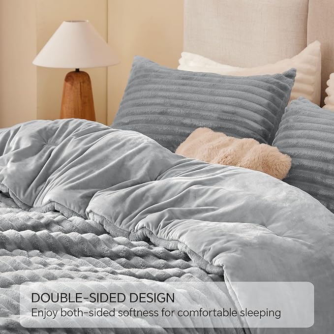 BEDELITE Fleece California King Comforter Set -Super Soft & Warm Fluffy Light - Image 5