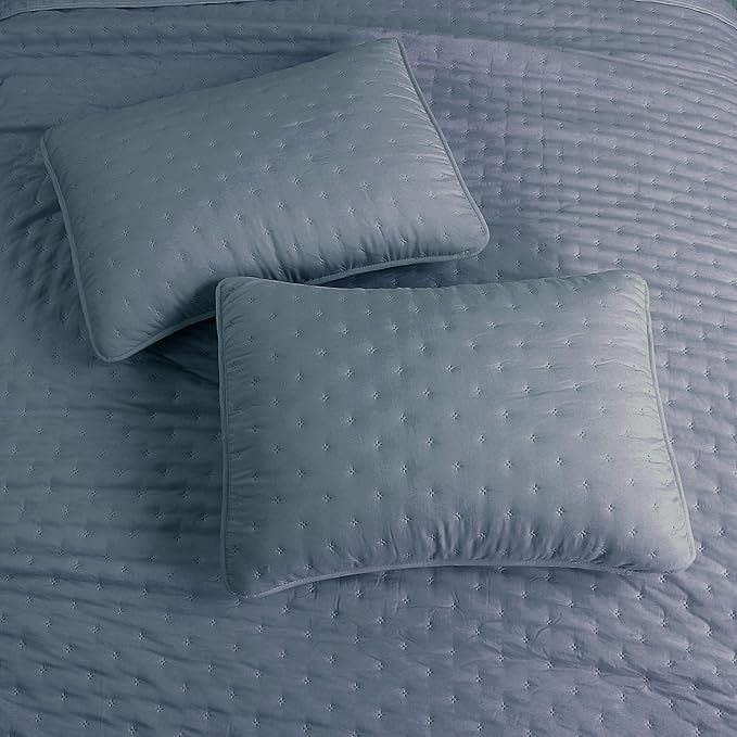ROARINGWILD Dusty Blue Queen Size Quilt Bedding Set, Lightweight Soft Bedspread - Image 4