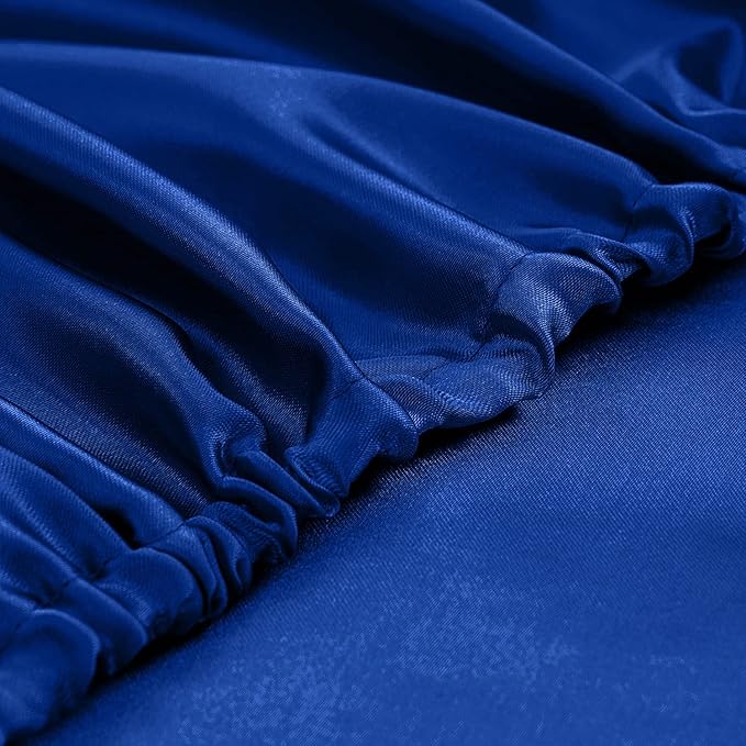Homiest Royal Blue Satin Fitted Sheet Queen Size, Deep Pocket, Luxury & Ultra - Image 5