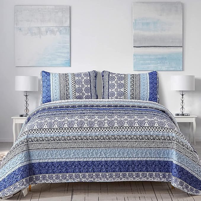 WONGS BEDDING Boho Quilt Set Twin Size, Lightweight Bedspread Coverlet Bedding by WONGSBEDDING