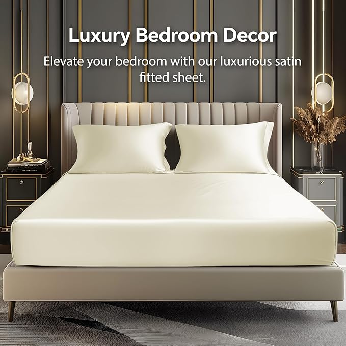 BEDELITE Satin Fitted Sheet and Pillowcase Set, Luxury Soft Similar to Silk - Image 2