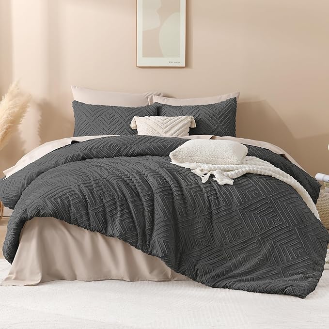 Andency Dark Grey Oversized King Comforter 120''x120'', 3 Pieces Dark Gray - Image 2