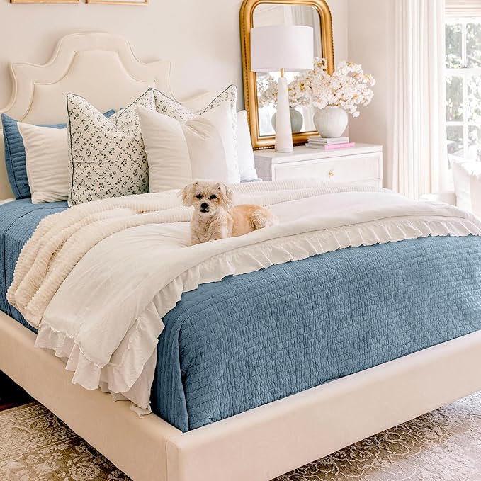 EVERGRACE x Kinsey Walsh Cross Stitch Pre-Washed Cotton Quilt Bedding Set King - Image 6