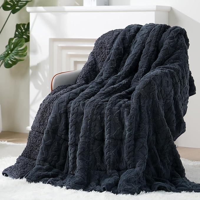 Super Fuzzy Soft Sherpa Fleece Weighted Blanket, 20 lbs Dual Sided Fluffy Heavy by EazfyPro