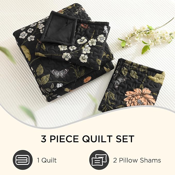 Litanika Floral Black Quilt King Size - Image 8