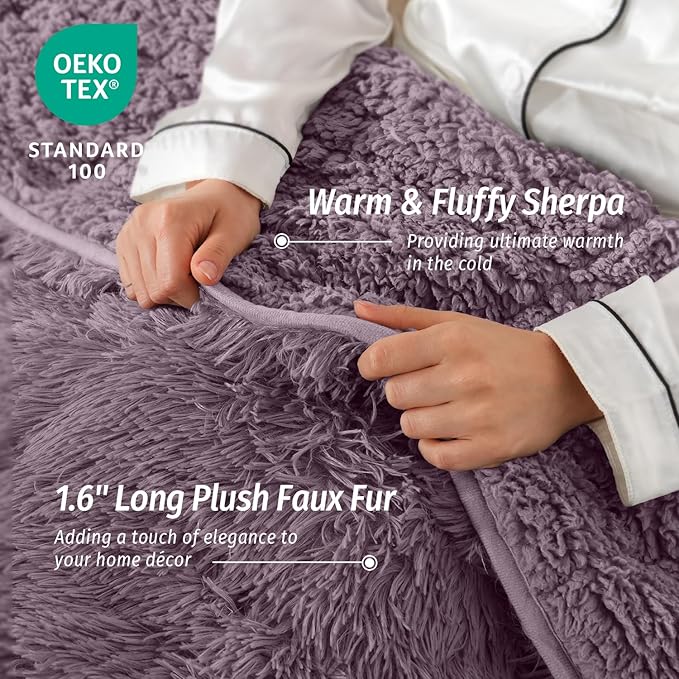 Wemore Shaggy Long Fur Faux Fur Weighted Blanket, Cozy and Fluffy Plush Sherpa - Image 4
