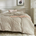 JELLYMONI Light Khaki Duvet Cover Twin Size, Soft Breathable Seersucker Duvet by JELLYMONI