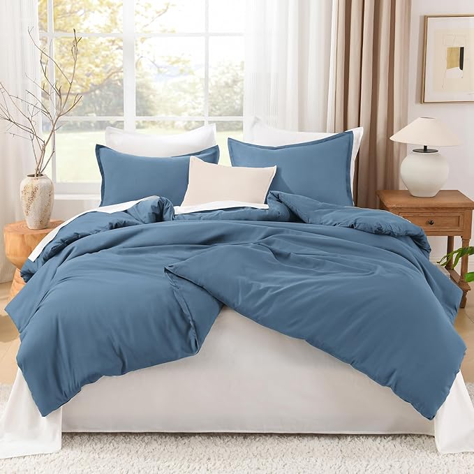 Litanika Comforters Full Size Ocean Blue, 3 Pieces Lightweight Solid Bedding - Image 3