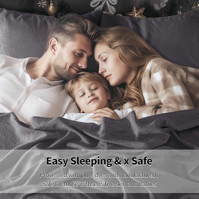 LBRO2M 100% Pure Linen Sheet Set Deep Pocket Up to 16" Bed Sheets Sets - Image 5