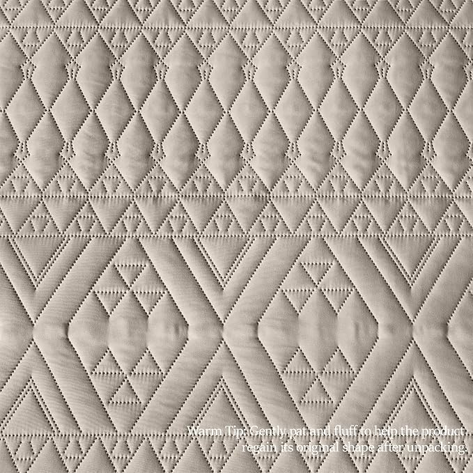 akkialla Twin Quilt Set, Taupe Lightweight Microfiber Bedspread Coverlet - Image 8