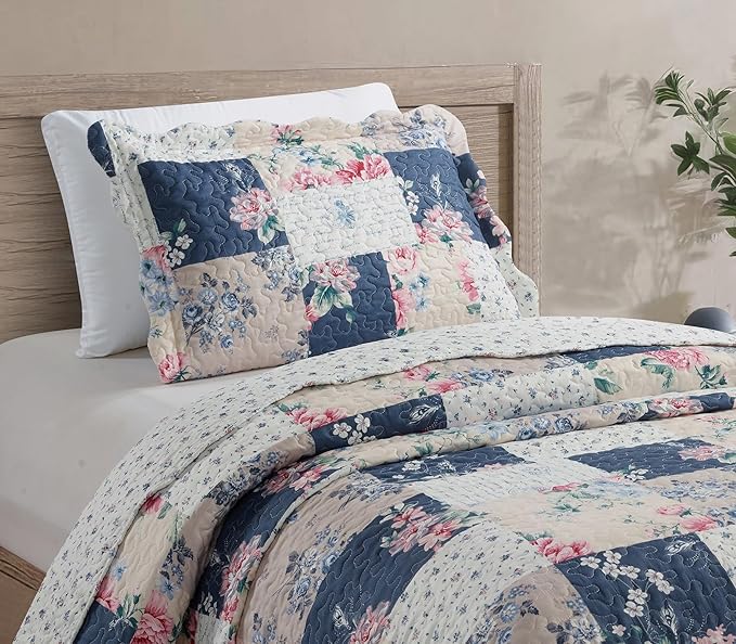 Brilliant Sunshine Roses in Beige Quilt Set, 2-Piece Bedding Sets, Lively - Image 3