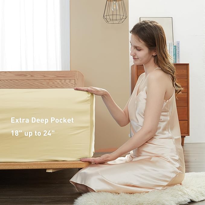 Sunflower Full Fitted Sheet, 1-Piece Extra Deep Pocket Fitted Bottom Sheet 22" - Image 3