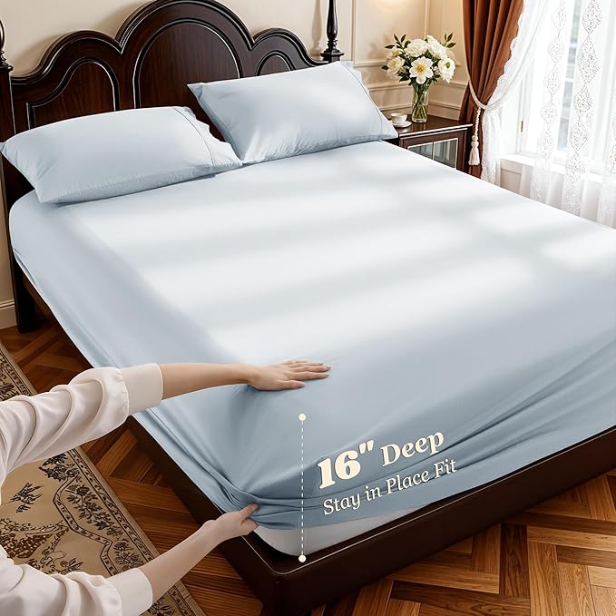 LBRO2M 1000 Thread Count 100% Egyptian Cotton Sheets Set Full Size, 4 Piece - Image 4