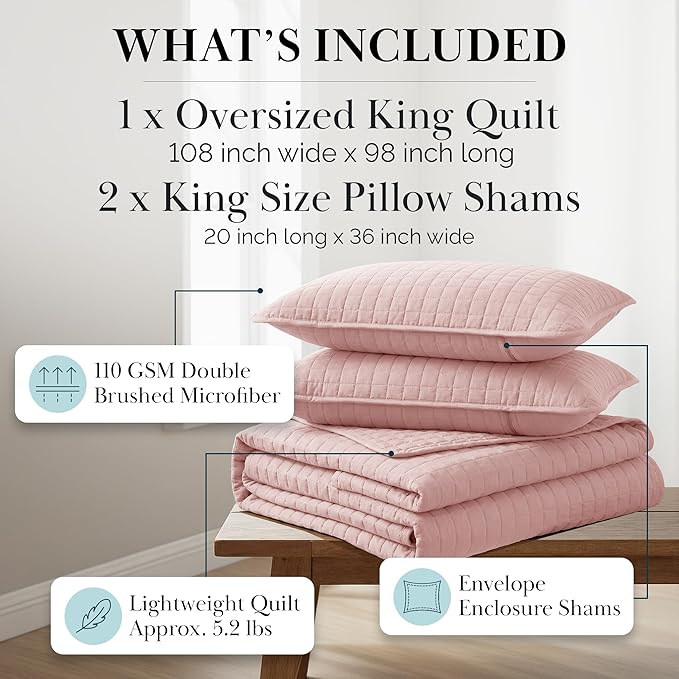 Southshore Fine Living, Inc. Pink King Quilt Set - Image 2