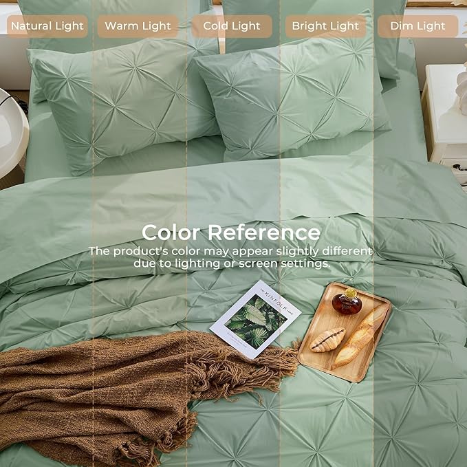Sasttie King Size Comforter Set, 7-Piece Bed in a Bag, Pintuck Bedding Set - Image 8