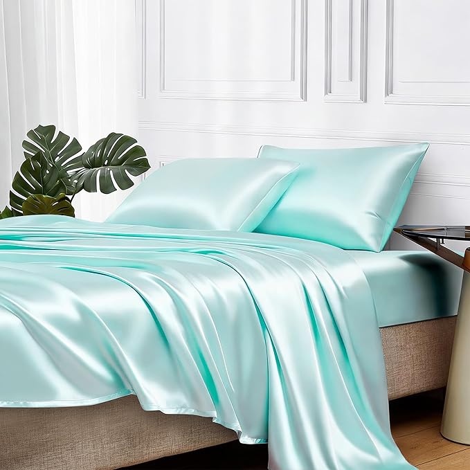 MR&HM Satin Bed Sheets, King Size Sheets Set by MRHM