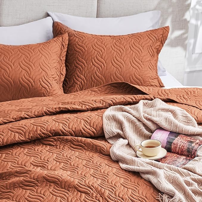 Love's cabin King Size Quilt Bedding Set Umber Bedspreads - Image 7
