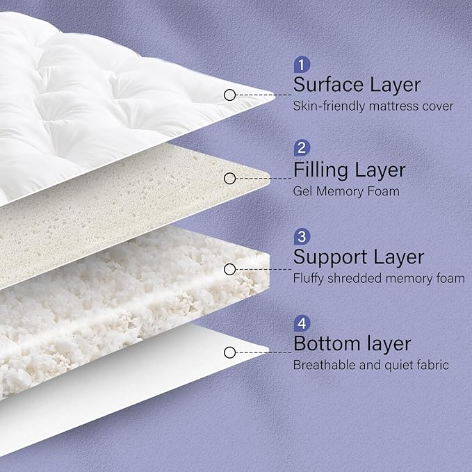 WhatsBedding 4 Inch Memory Foam Mattress Topper Twin - Image 6