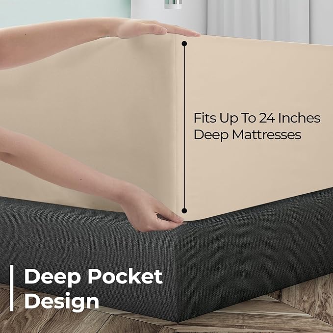 Royale Linens Extra Deep Pocket Full Fitted Sheet Only - Image 4