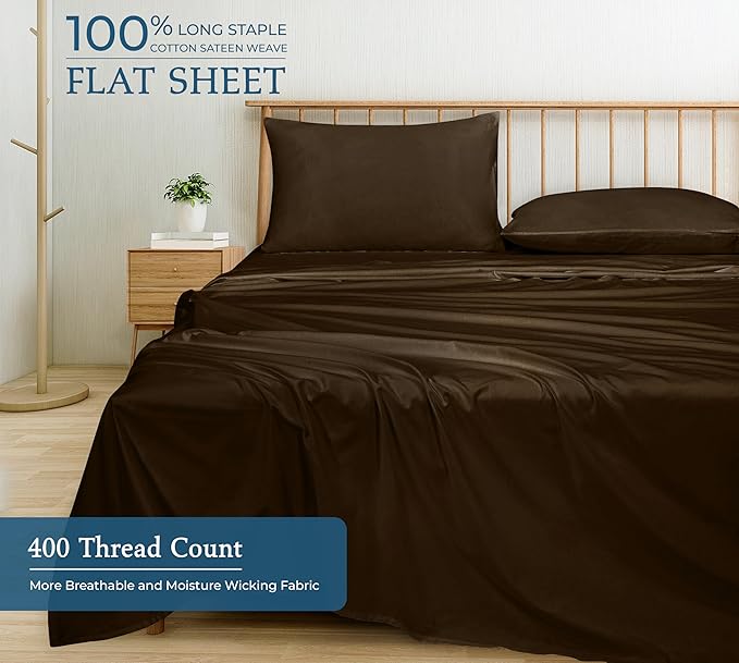 Royale linen 400 Thread Count 100% American Grown Cotton Flat Sheet - Image 4