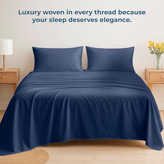 Royale Linens 100% Organic Cotton Queen Flat Sheet Only - Image 6