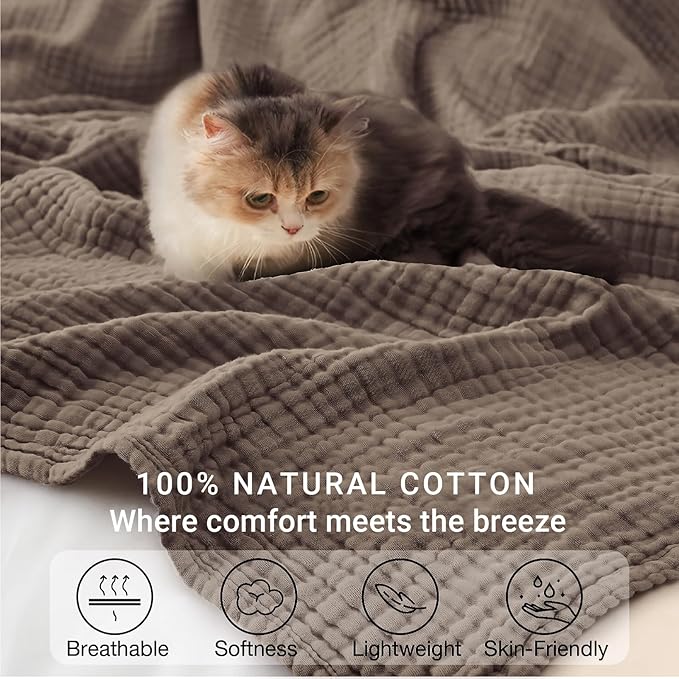 100% Cotton Muslin Blanket Twin 66" x 90", Breathable and Lightweight Cotton - Image 7