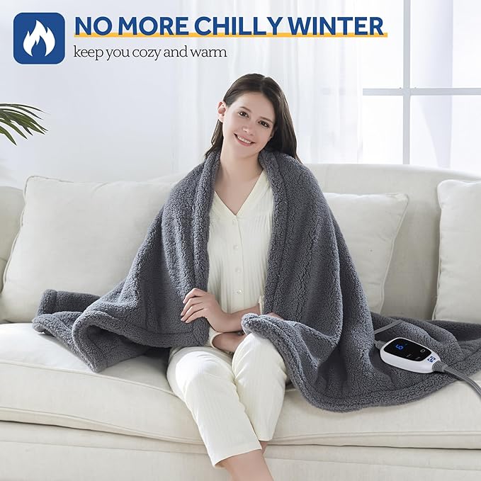 SEALY Electric Blanket Heated Throw 50"x60" Soft Double Sherpa Super Cozy - Image 2